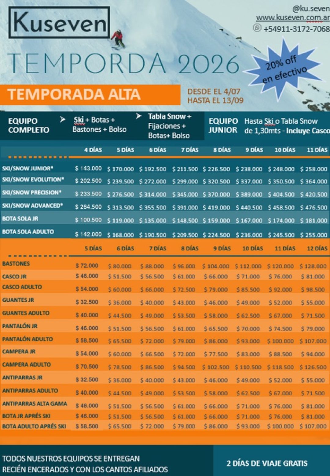 Listado precios rental sept 26